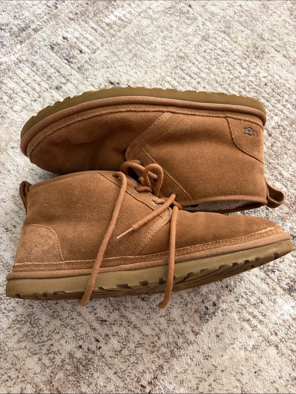 UGG Chestnut Brown Suede Lace-Up Shearling Shoe